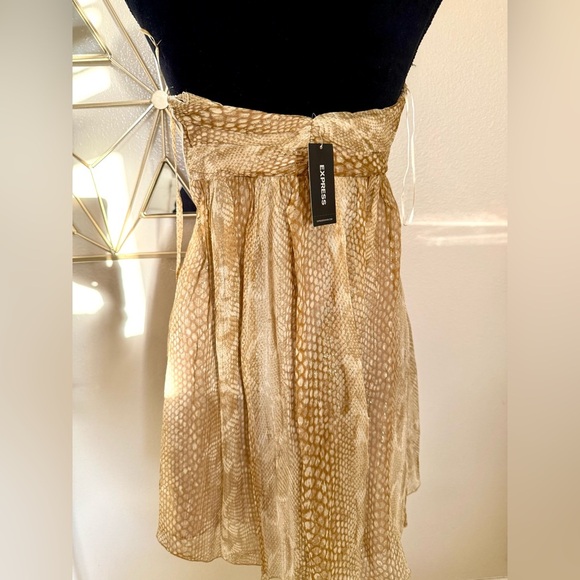 Express Gold Snakeskin Strapless Mini Dress NWT Size 2 | Animal Print - Picture 3 of 9